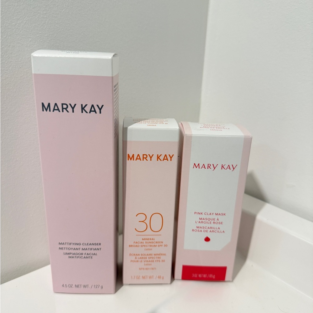 Mary Kay Skincare Trio with Pink and White Packaging